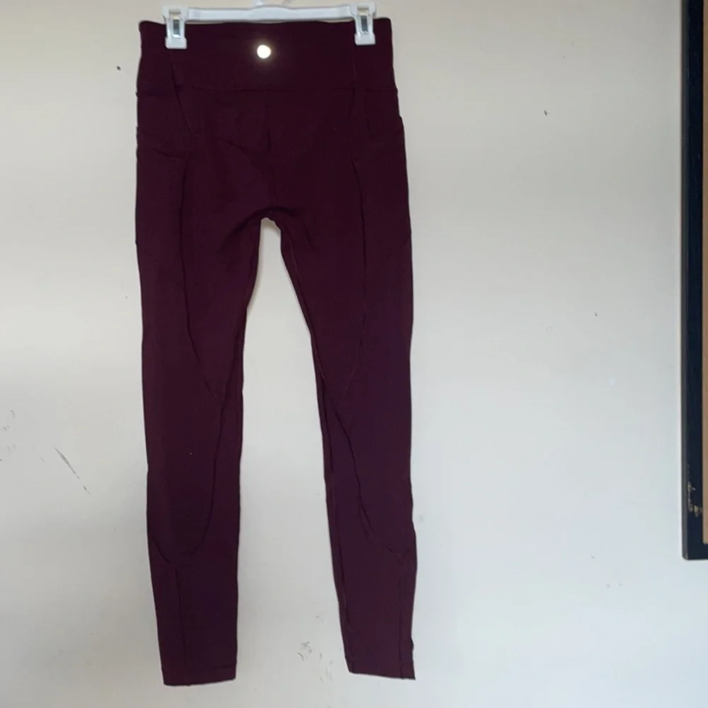 maroon lulu lemon leggings with pockets - Picture 2 of 5